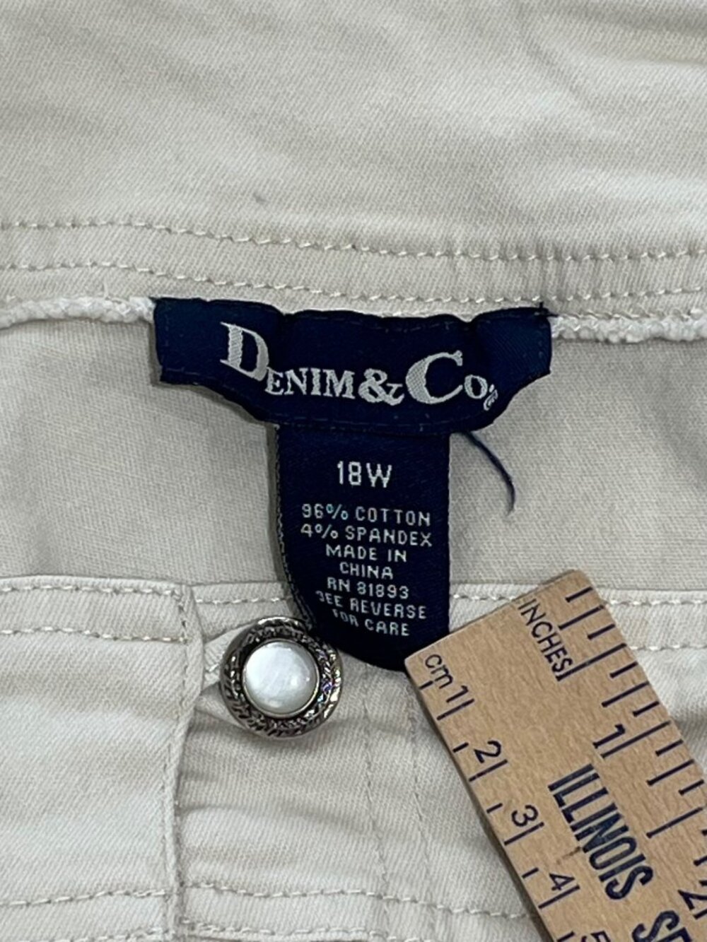 Denim & Co Khaki Denim Midi Skirt Womens 18W Tan Flared Hem - Picture 6 of 6